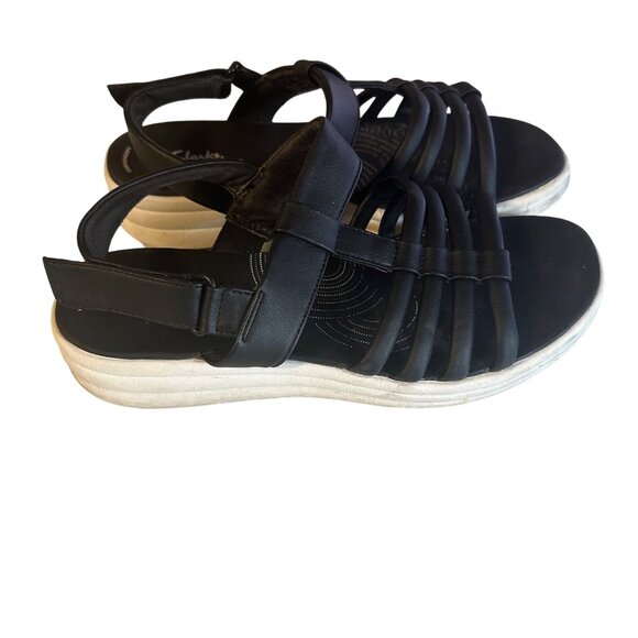 Clarks Cloudsteppers black and white sandals size 8M - Picture 2 of 6